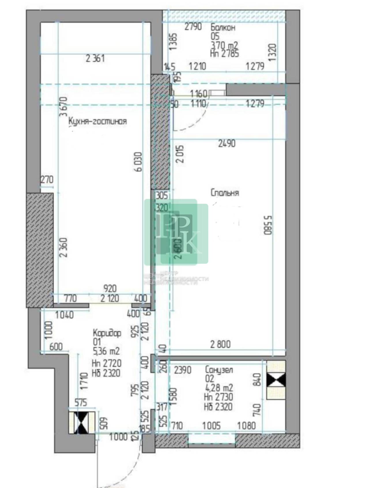 1-комн. квартира, 47.6 м²
