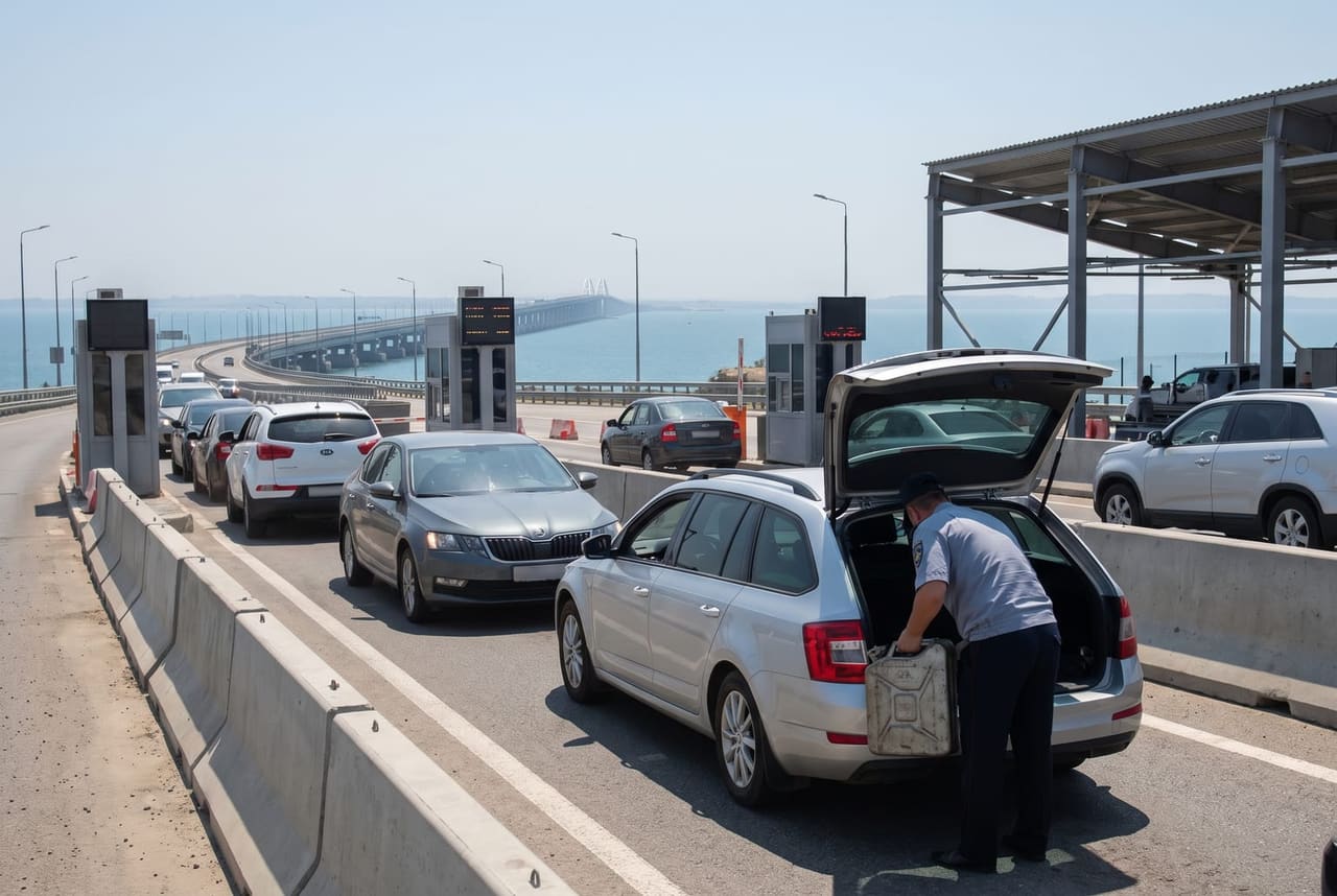 На Крымском мосту запретили ПЭТ-бутылки с топливом — с 4 августа только металл