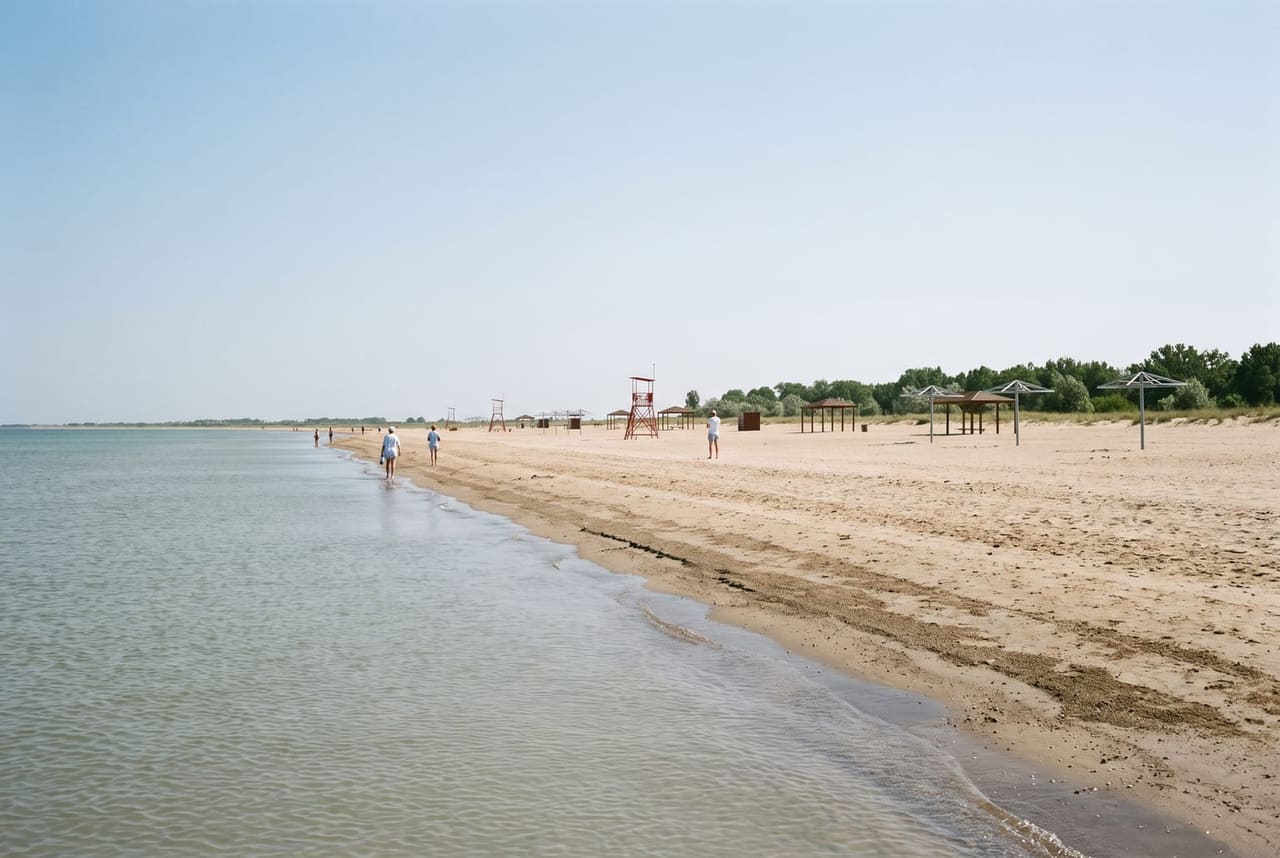 Анапа открыла 105 пляжей, но вода холодная и ветер уносит матрасы в море